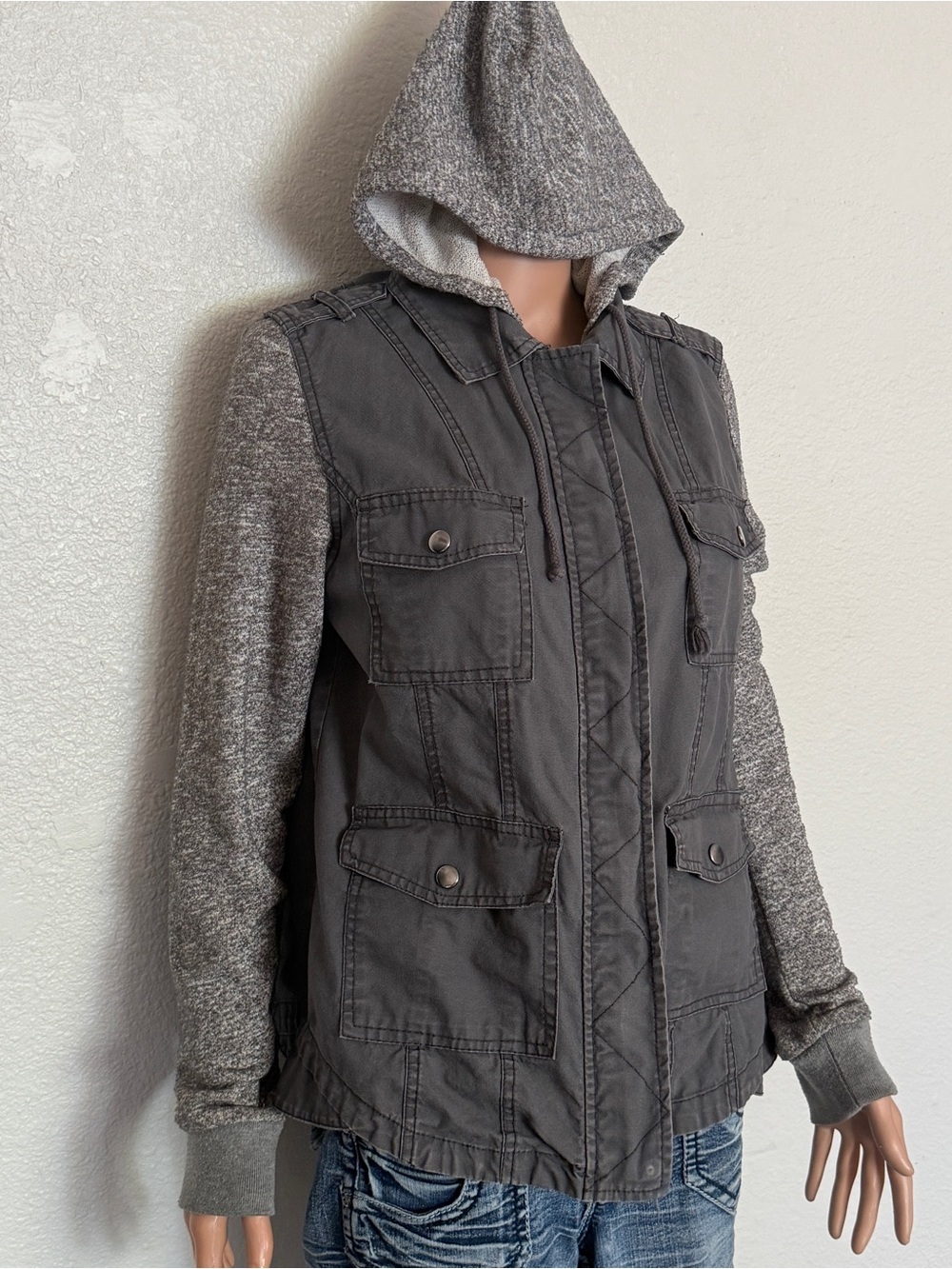 2000s Vintage Mudd Charcoal Utility Field Jacket Sz L